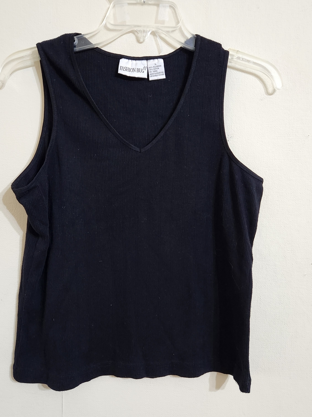 Fashion Bug Black Ribbed V-Neck Tank